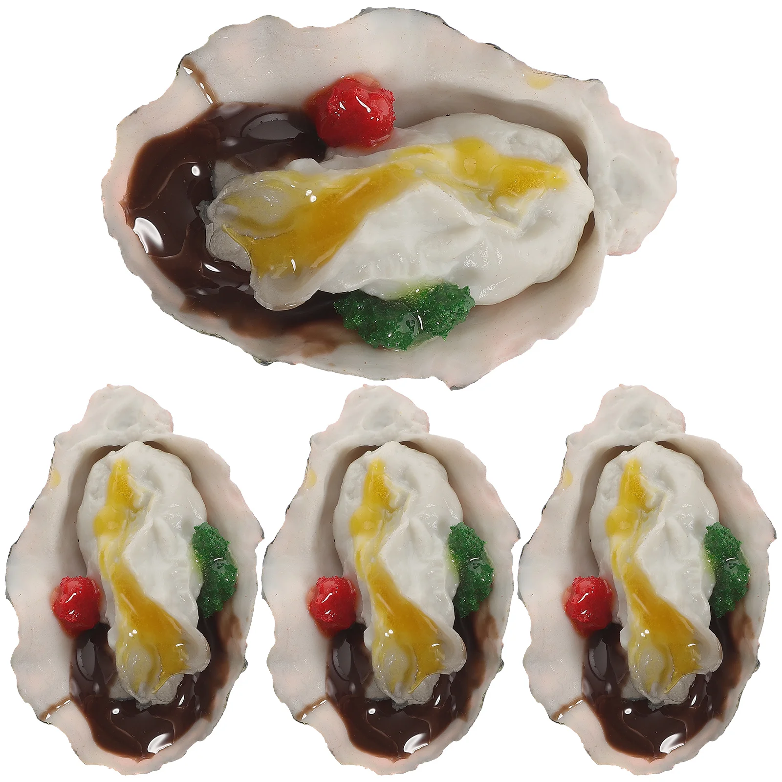 

4 Pcs Simulated Oysters Seafood Photography Props Fake Play Pretend Toys Kitchen Accessories Model