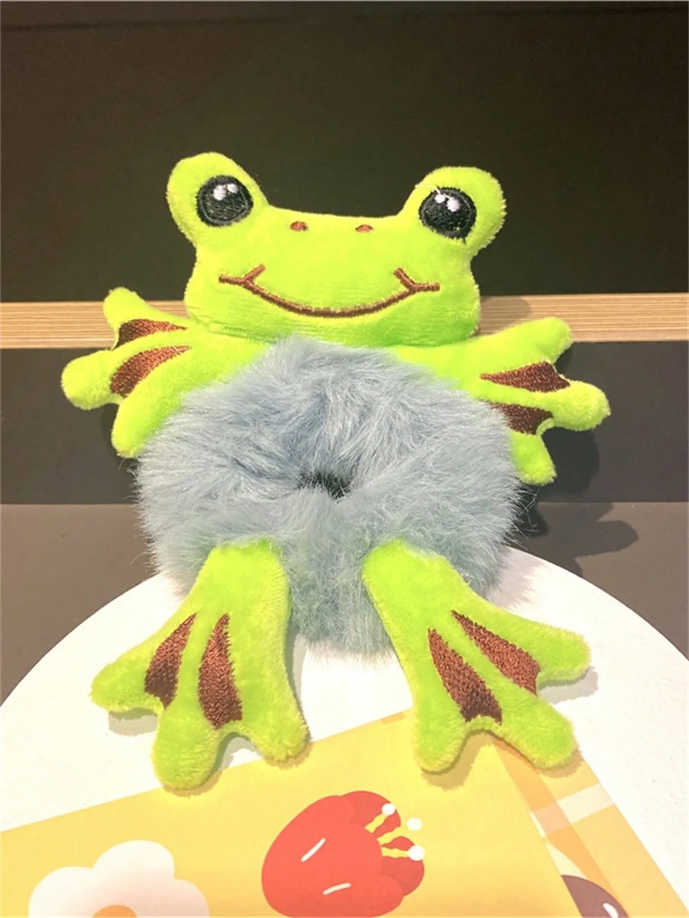 1 hair circle lady frog plush green hair circle bun cute funny hair band