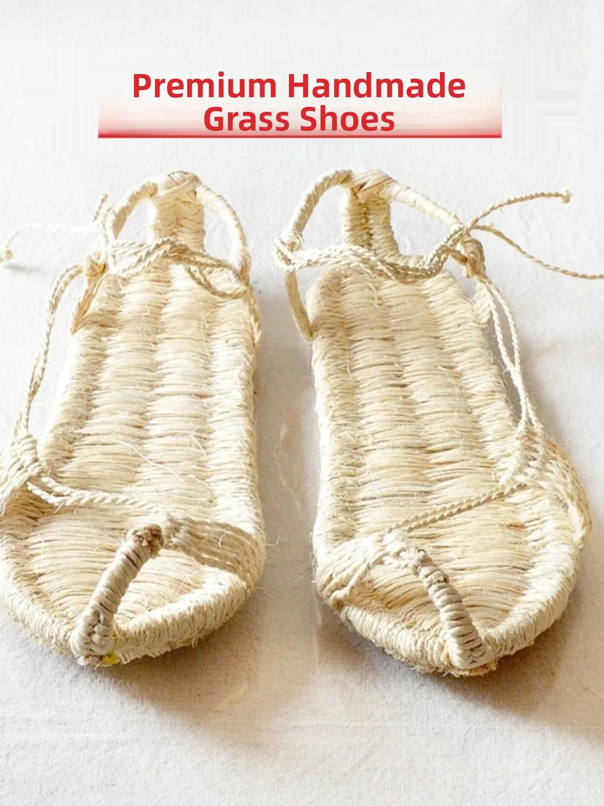 

Handcrafted Men's Sandals Breathable Casual Retro Grass Woven Shoes Bamboo Linen Summer Trendy Slip-On Beach Shoes