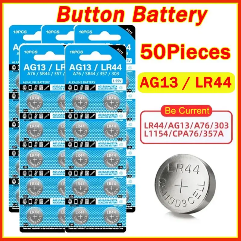 AG13 LR44 A76 357 357A LR1154 SR1154 SR44 1.55V Alkaline Battery For Watch Calculator Car Key Remote Clock Button Coin Cell