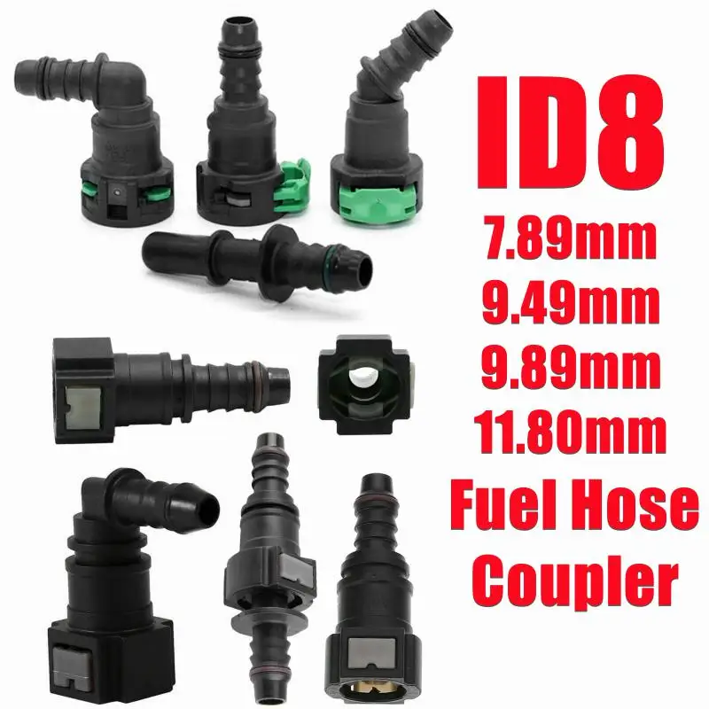 7.89/9.49/9.89/11.80mm ID8 Car Fuel Hose Pipe Coupler Quick Release Connector Nylon Fuel Pipe Fittings Car Auto Accessories