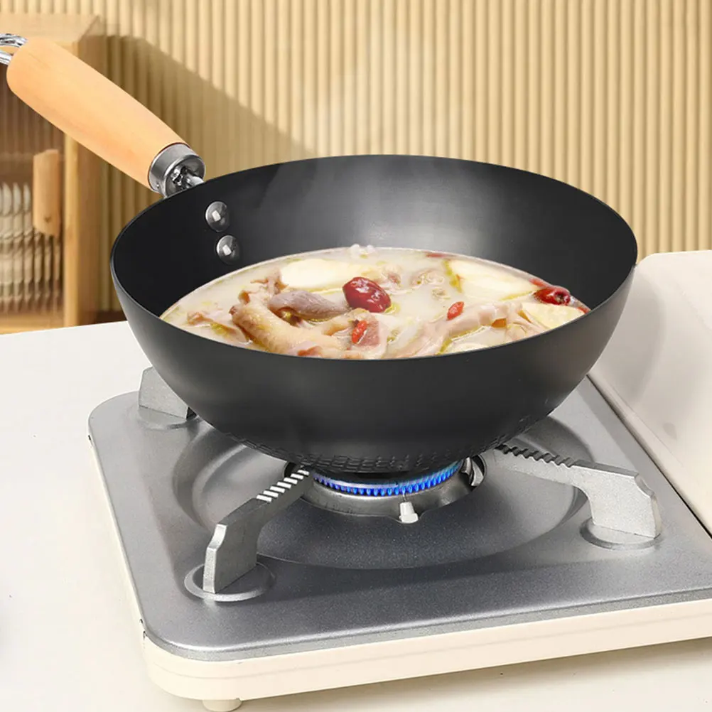 

Compact Non-Stick Iron Wok Pan Comfortable Handle High Hardness Cooking Pot Multipurpose Kitchen Frying Pan Iron Wok