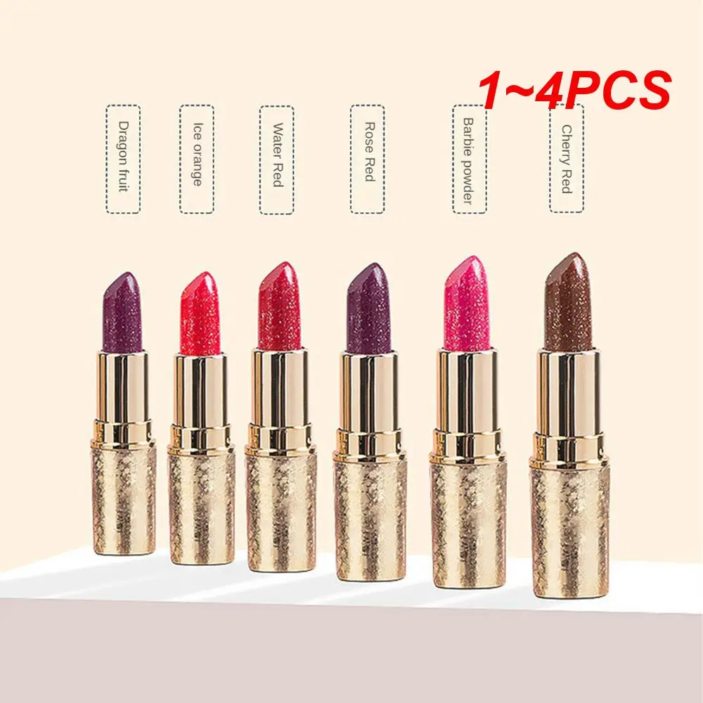 

1~4PCS Lip Tint Waterproof 9 Colors Glitter Lipstick Cosmetics Lip Glaze Long Lasting Colored Lip Balm Lips Makeup Lipgloss