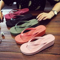 European and American New Style Women's Thick-Soled Summer Fashion Flip-Flops, Trendy High-Heeled Slippers, Non-Slip Thong Sandals for Beach and Outdoor Wear, Wedge Sandals
