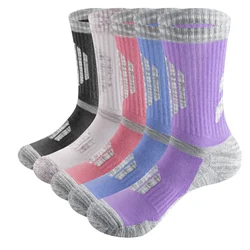 YUEDGE Women's Hiking Socks Cushioned Casual Athletic Socks Comfort Work Boot Socks Wicking Cotton Socks, 5 Pairs