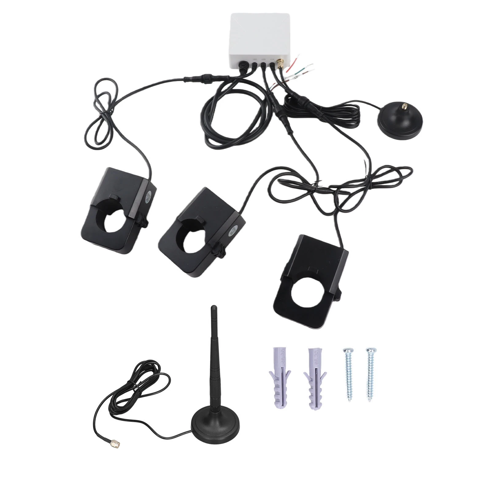 3 Phase Energy Monitor Smart Home Real Time Electricity Monitor with 3pcs 500A Circuit Level Sensors 100 to 240V