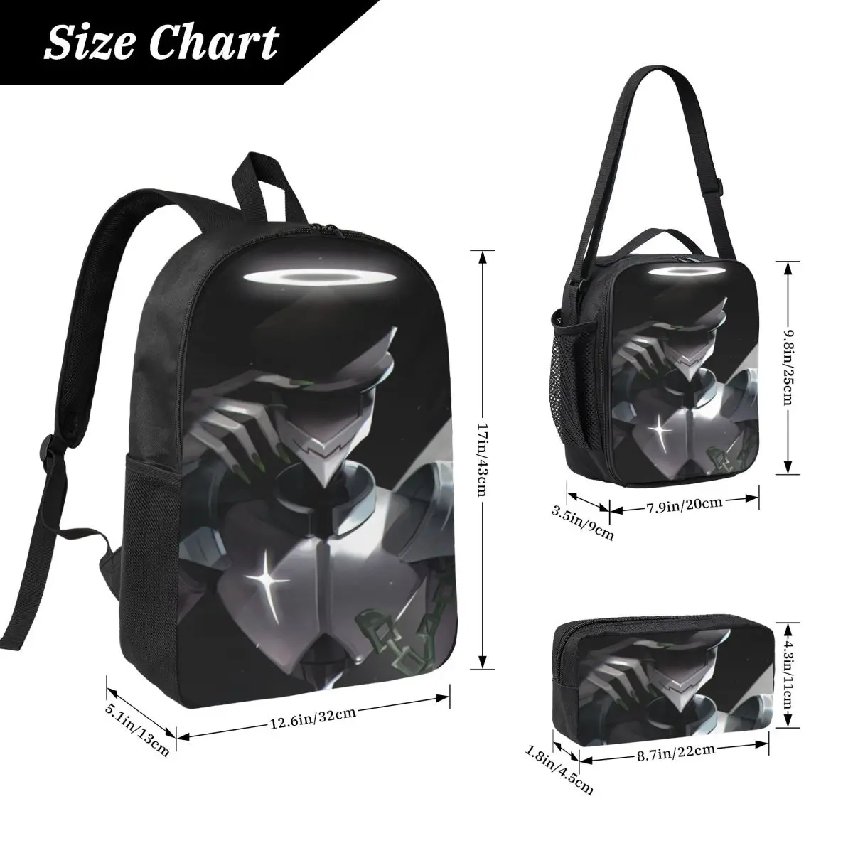 3Pcs The Gaslight District Backpack Set for Children Pen Bags Bookbag Sets with Lunch Box For School Students Knapsack
