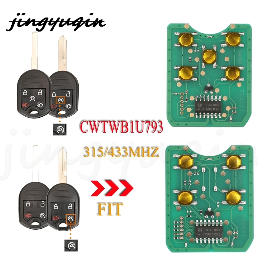 jingyuqin 10pcs 4/5 Button Remote Key Circuit Board Fob 315/433Mhz CWTWB1U793 For Ford Edge Escape Expedition Explorer