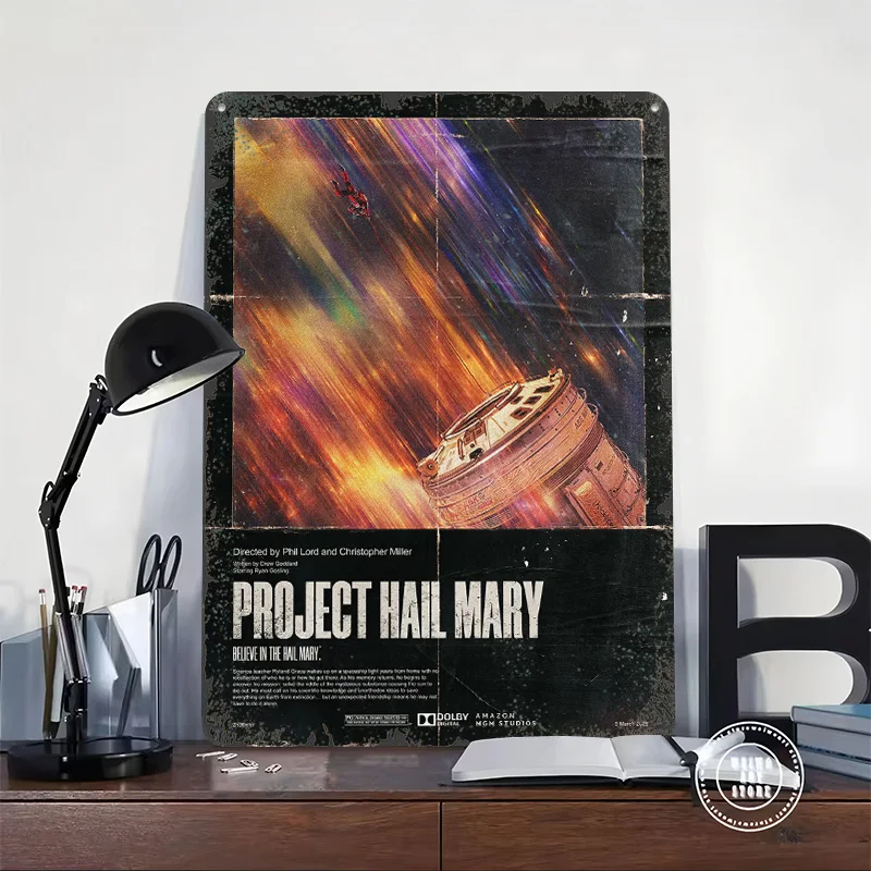 Project Hail Mary Movie Personalized 3D Textured Metal Poster Wall Art Vintage Tin Signs for Decoration Bedroom House Decor Room