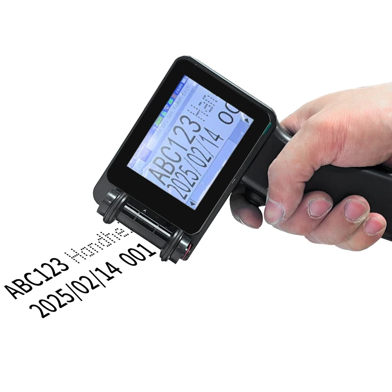 طابعة نافثة للحبر محمولة جديدة مع شاشة سعوية، تاريخ إنتاج صغير، ملصق باركود رمز الاستجابة السريعة، رقم الدفعة، زجاجة التعبئة والتغليف