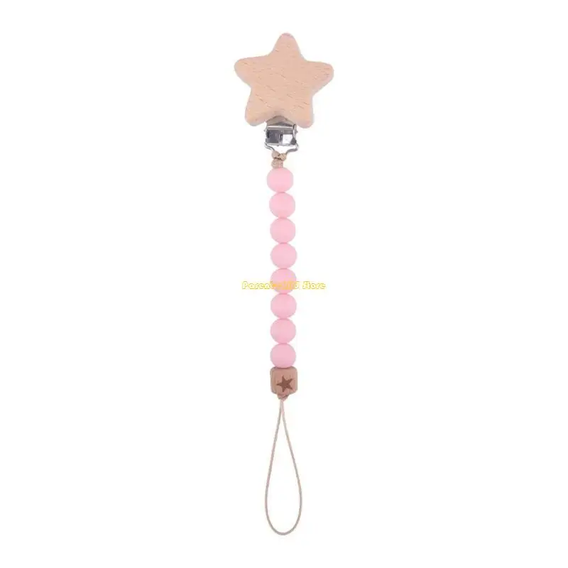 

WXTD Baby Pacifier Clip Silicone Pacifiers Holder Chain Beech Teething Toy for Infant Girls Boys Chewing Playing Gift Supplies