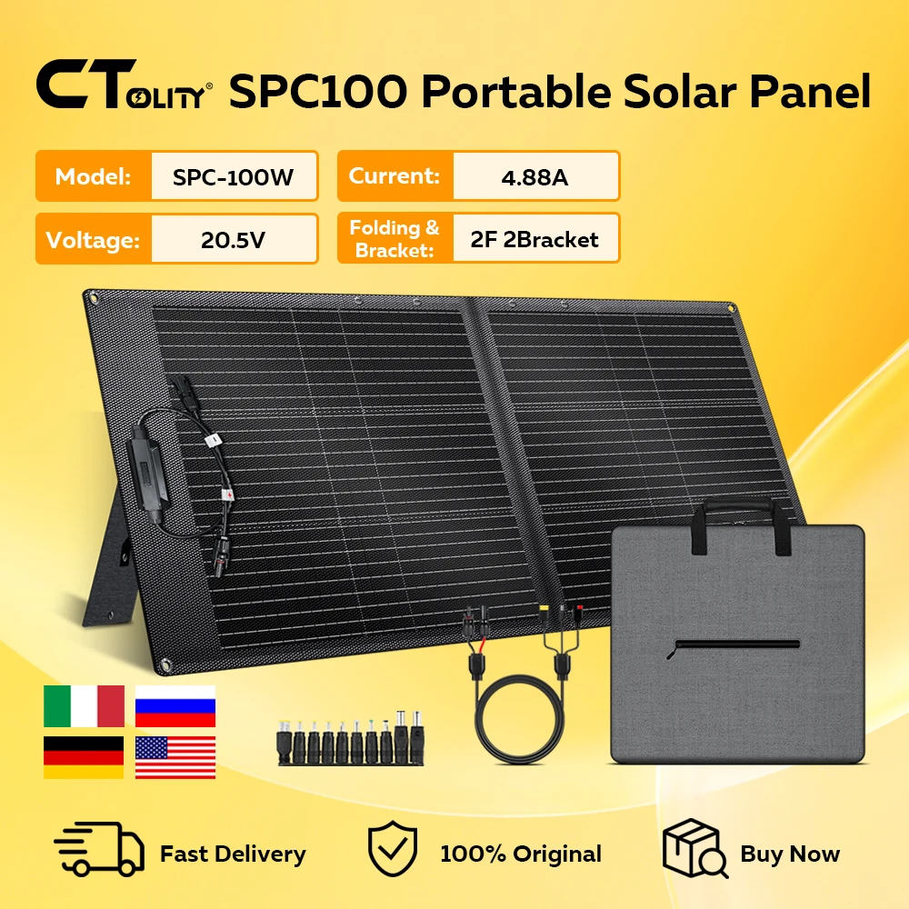 CTOLITY SPC100 100 واط جديد المحمولة لوحة طاقة شمسية شاحن ETFE كفاءة 23% عالية لوحة طاقة شمسية قابلة للطي 20.5 فولت التخييم التنزه رحلات RV