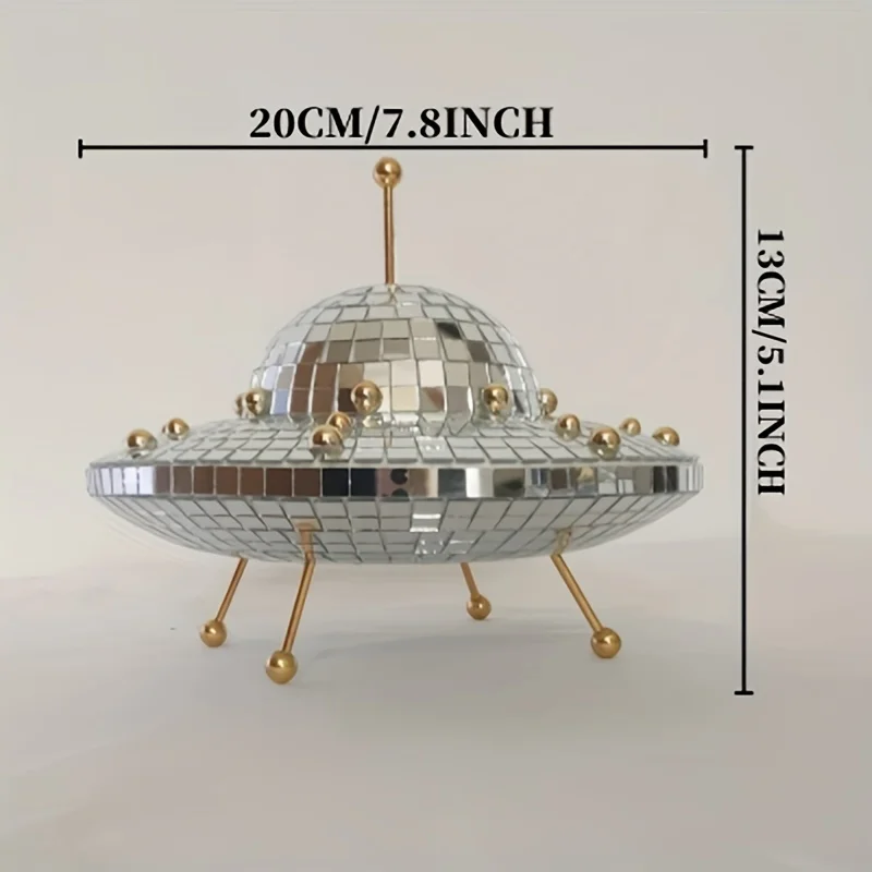 Creative Flying Saucer Disco Globe Ornament Light Reflection Color Mirror Ball Party Decoration Wedding Birthday Home Ornament