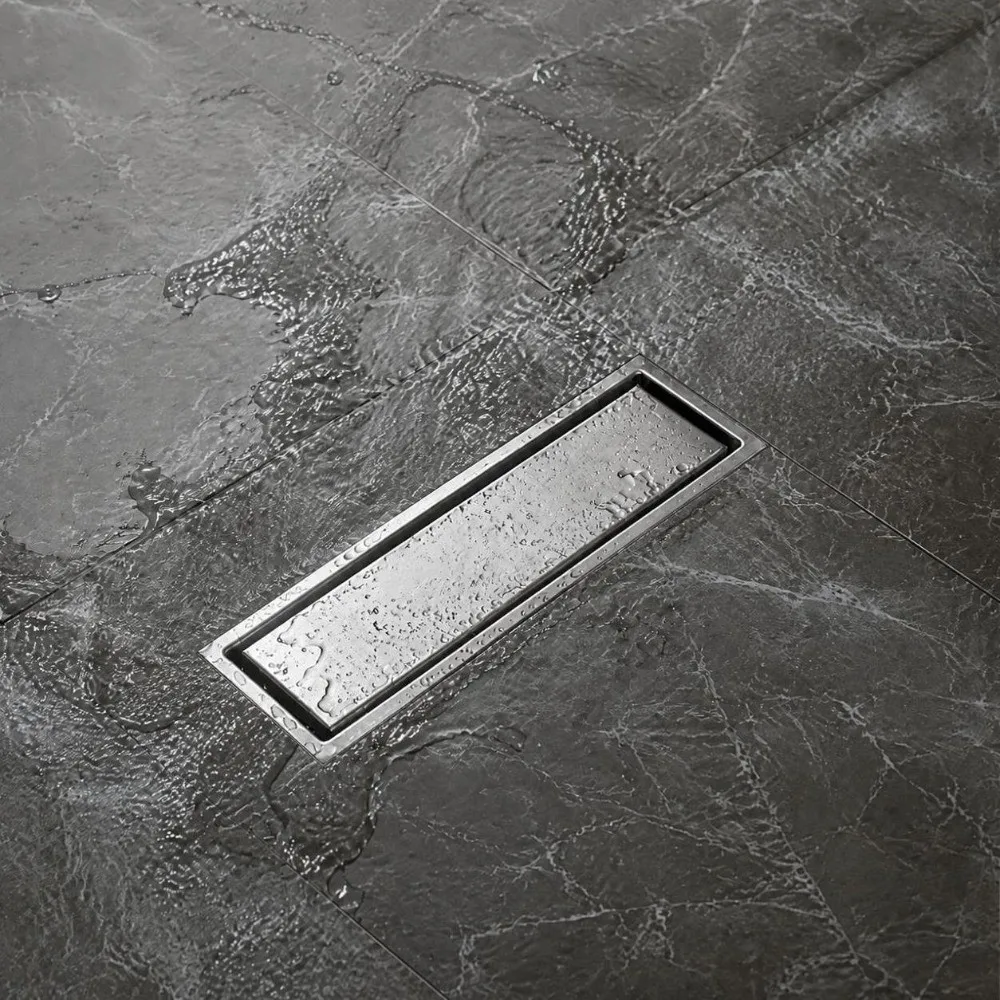 Rectangular Linear Floor Drain SUS304 Stainless Steel Hidden Shower Floor Drain Double Layer Filter Odor Proof Shower Drain