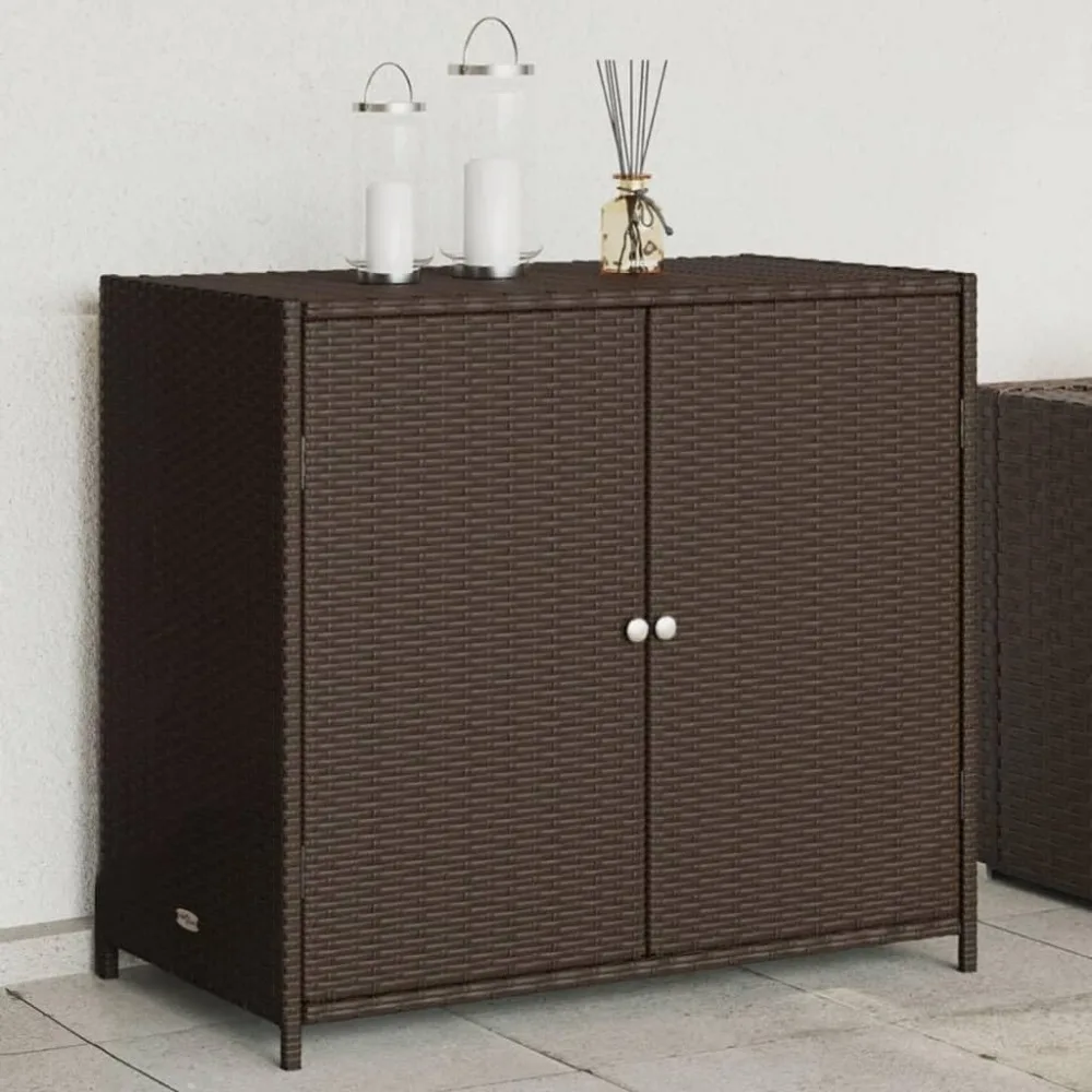 

Organize Your Garden Gear with Outdoor Storage Cabinet, Durable PE Rattan, Waterproof Design for, Brown