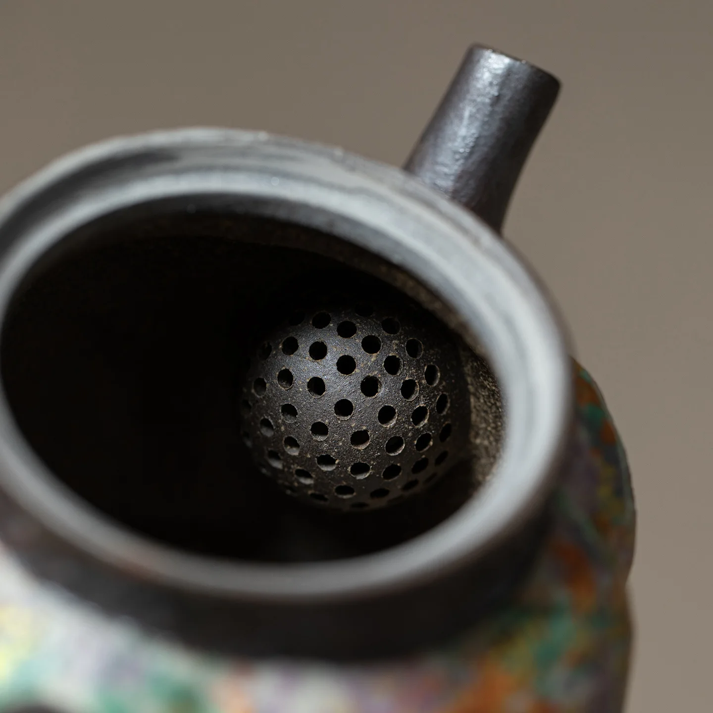 Old Rock Clay Teapot Gold Thread Color Rock Handmade Coarse Pottery Tea Set for Home Personal Use Tea Kettle Tea Infuser