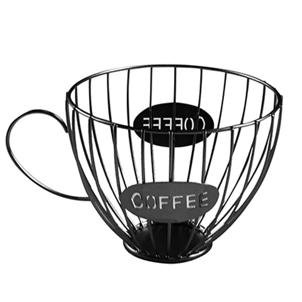 Coffee Fruits Capsule Storage Basket Coffee Cup Shaped Pod Holder and Organizer for Home Cafe Hotel Black