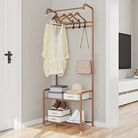 4 Hooks Independent Hanger Brown Metal Shoe Clothes Rack Hangers Coat Stand Wardrobe House Enter