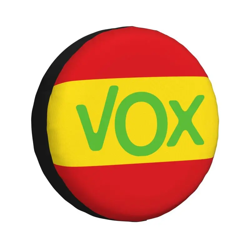 Custom Flag Of Spain Vox Spare Tire Cover for Honda CRV Jeep RV SUV Trailer Spanish Political Party Car Wheel Protector Covers