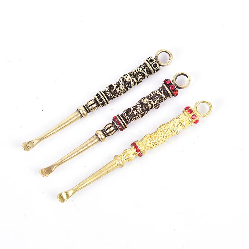 Ear Cleaner Brass Naked women Remover Earpick tiny spoon Keychains Vintage Brass