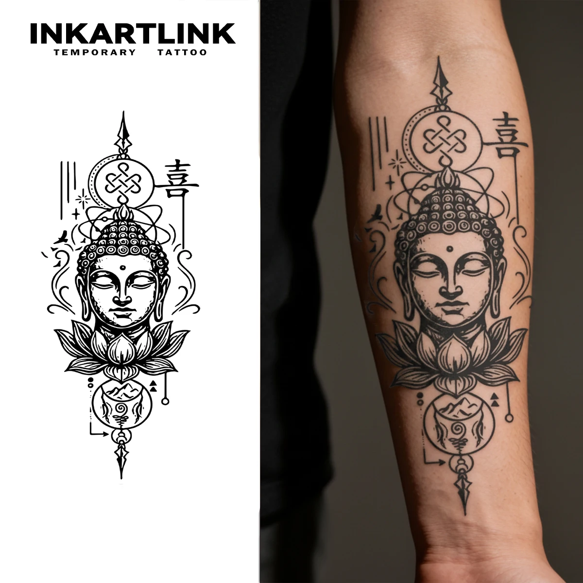

INKARTLINK Rune Dragon Juice Tattoo Patch Waterproof, Continuous Color Rendering for 1-2 Weeks, Essential for Trendy People