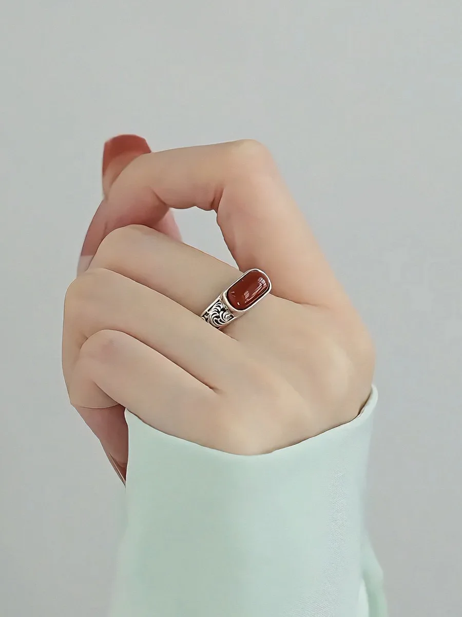 

Ретро-кольцо в дворцовом стиле из серебра S925 для женщин, простое, новое, в китайском художественном стиле, матовое, с ощущением высокого класса, открытое кольцо на указательный палец