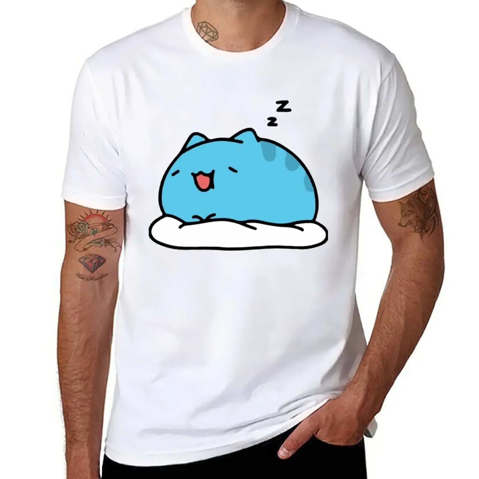 

sleeping cat, Bugcat capoo T-Shirt summer clothes customizeds vintage sublime mens funny t shirts