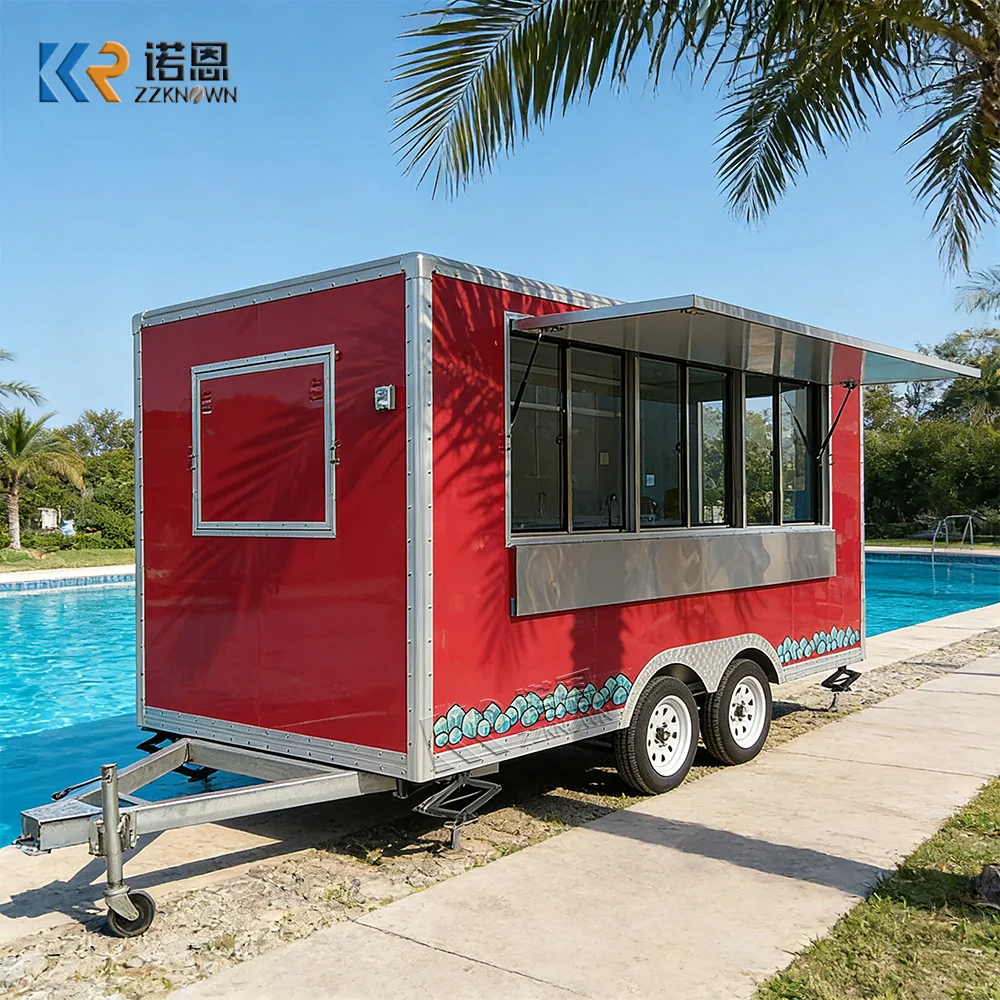 Portable Pizza Food Truck Trailer With Full Kitchen Portable Roasted Chicken Luxury Custom Mobile Food Trailer With Deep Fryer