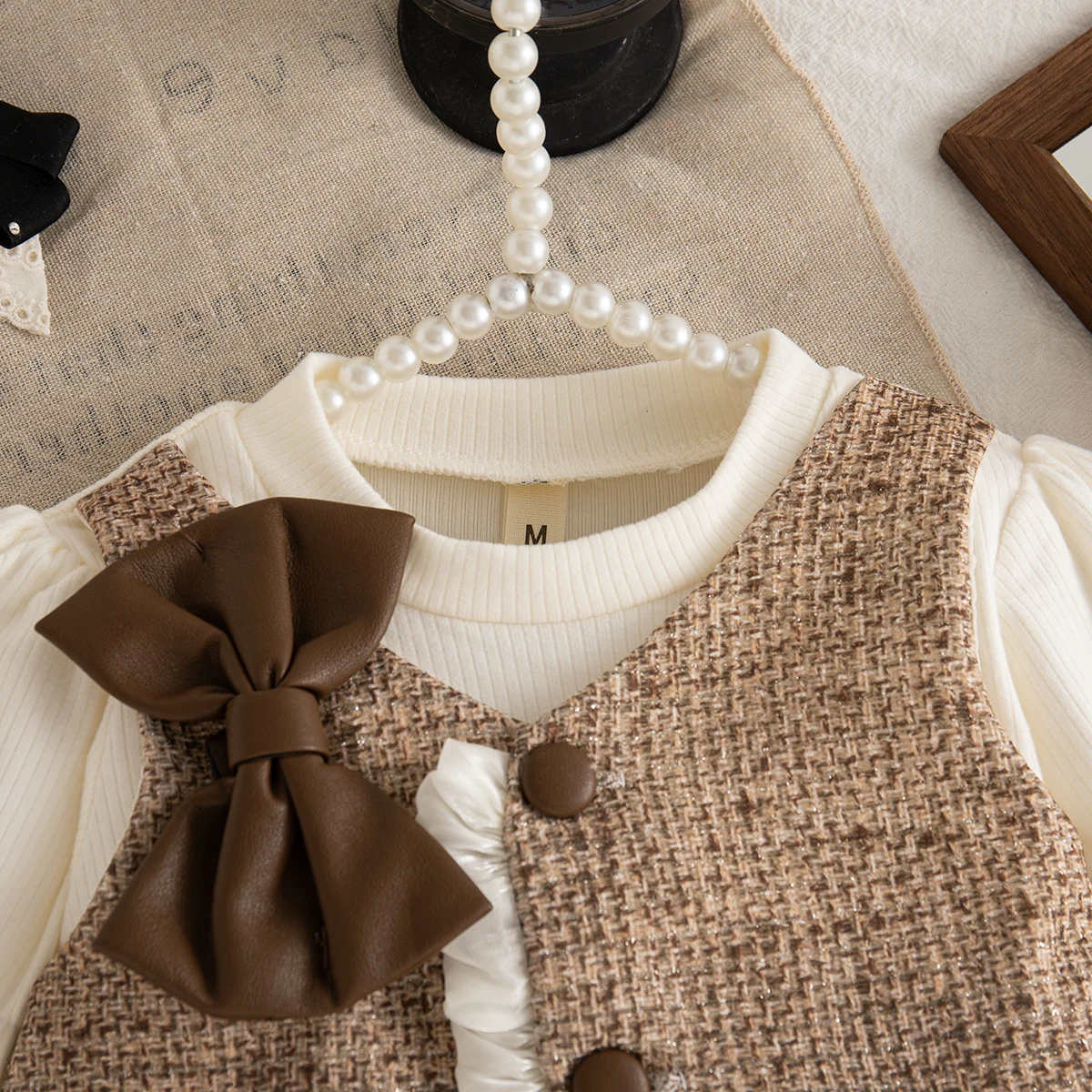 Abito da bambina primavera e autunno maniche lunghe stampa fiocco girocollo abiti da bambino carino abito da principessa casual