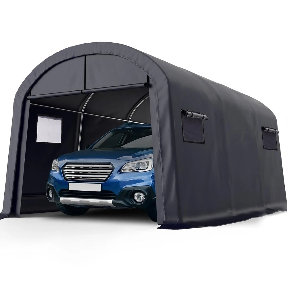 

10' x 15' Round Style Garage Shelter Heavy Duty Storage Shelter Carport Portable Canopy Shed with Roll-up Ventilated, Customized