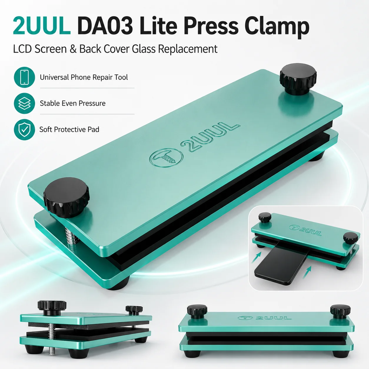 2UUL DA03 Lite Press Clamp Universal Phone LCD Screen Back Cover Glass Replacement Pressure Holding Repair Fixture Tool Set