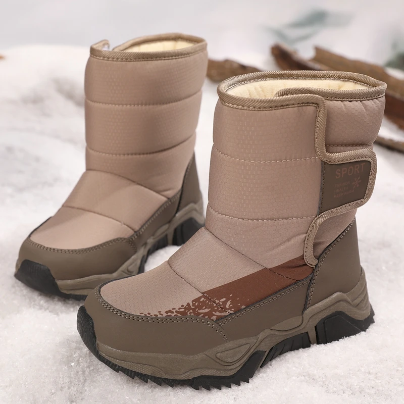 

2025 Winter Children Warm Cotton Shoes Plush Waterproof Hiking Boots for Kids Non-slip Outdoor Walking Snow Boots Boys Sneakers