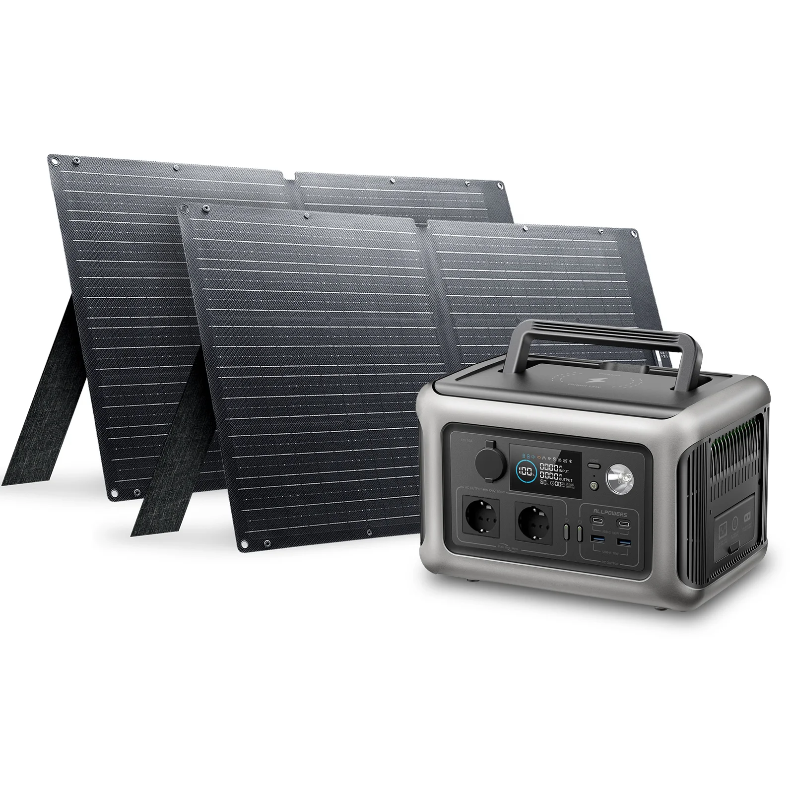 ALLPOWERS R600 zonnegenerator met zonnepaneel (optioneel), 600W 299Wh LiFePO4 draagbare krachtcentrale met zonnelader voor kamp