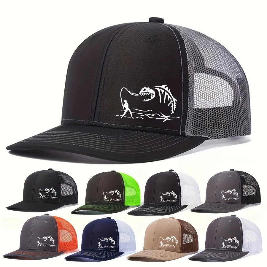 1 PC Unisex Go Fishing Printed Baseball Net Caps Spring and Summer Outdoor Adjustable Casual Hats Sunscreen Hat