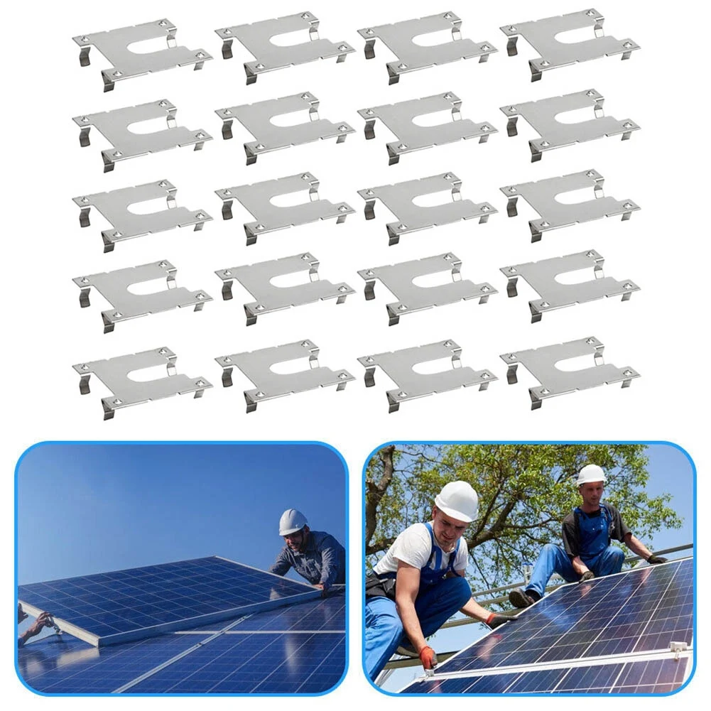 20X Earth Plate Grounding Clip Solar Panels PV Roof Fitting Stainless Steel For Photovoltaic Roofs Solar Panel Cable Clamp Clip