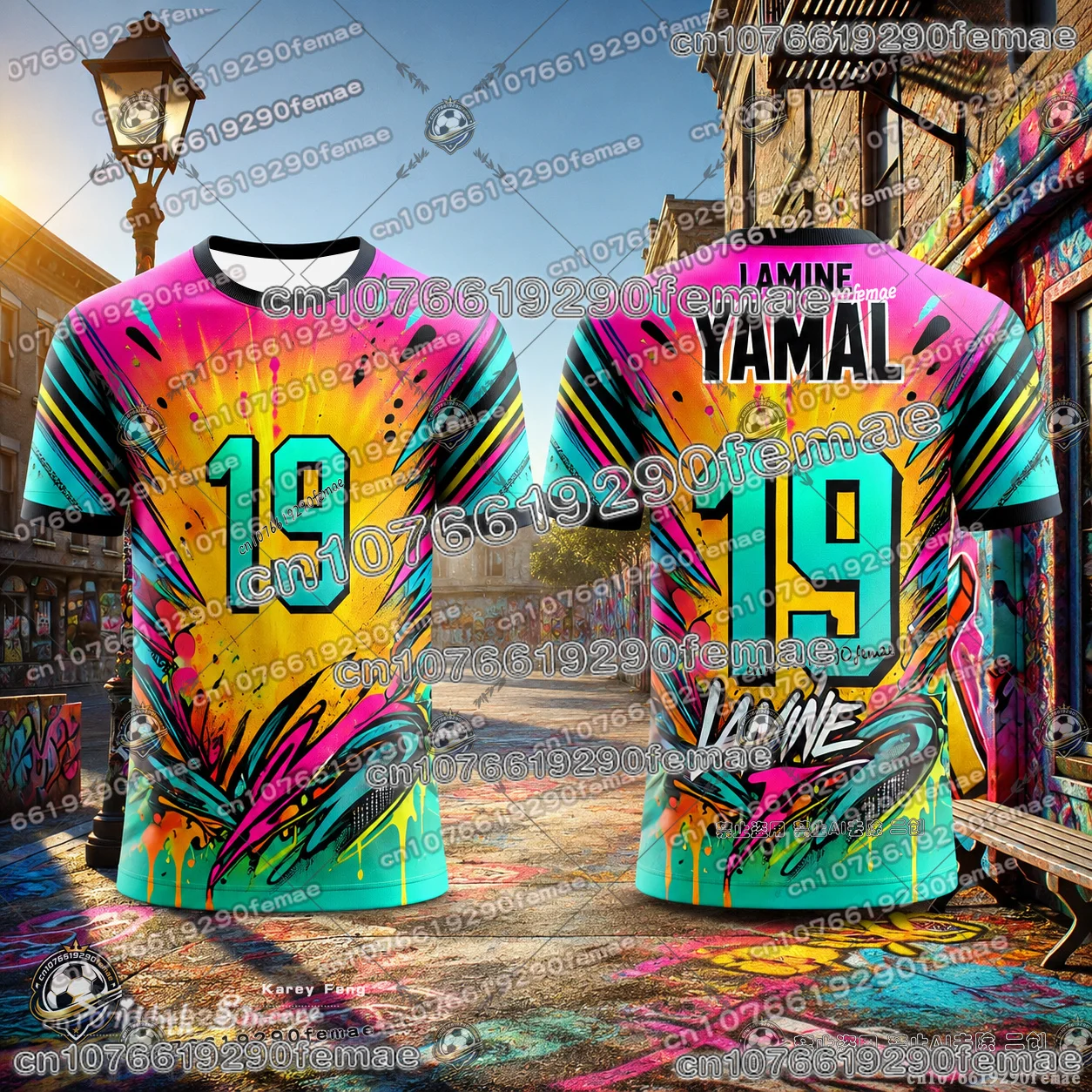 Maillot de football pour enfants inspiré de Yamal, style graffiti, respirant, pour l'été, entraînement, match, streetwear, sport