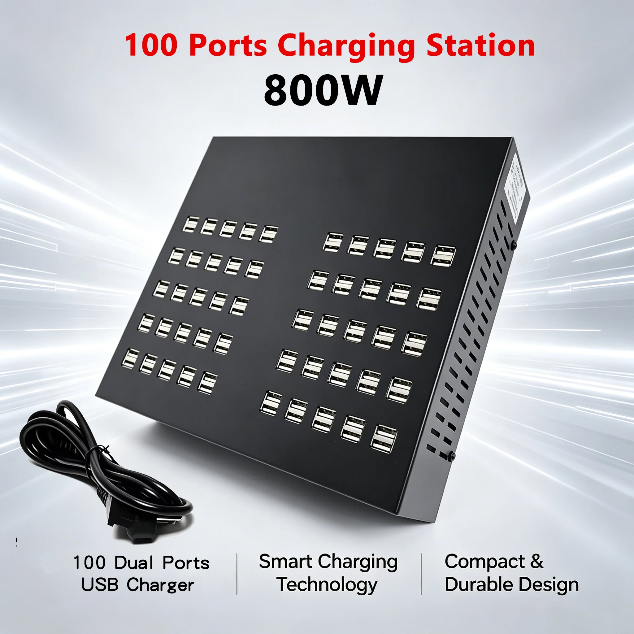 800W Universal Multi USB Charger Station 100 Dual Ports Fast Charging Carregador for Android iPhone 11- Samsung Tablet 충전기