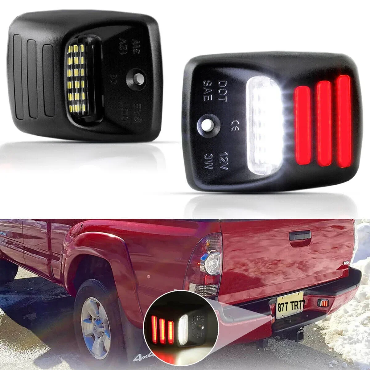 

2Pcs 6000K White LED License Plate Lights Number Tag Light Lamps RED OLED Tube for Toyota Tacoma Tundra 2005-2015