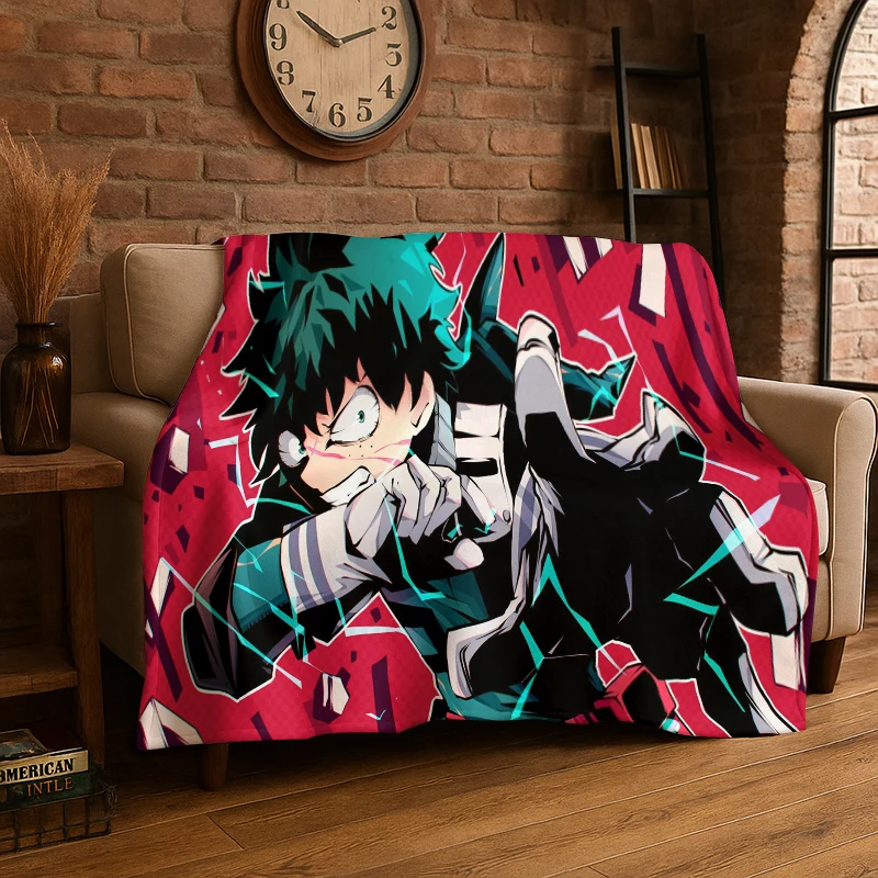 Cartoon My Hero Academia Deku Bakugou Anime Flannel Blanket Soft Warm Throw Blanket for Bedroom Living Room Bed Travel Picnic