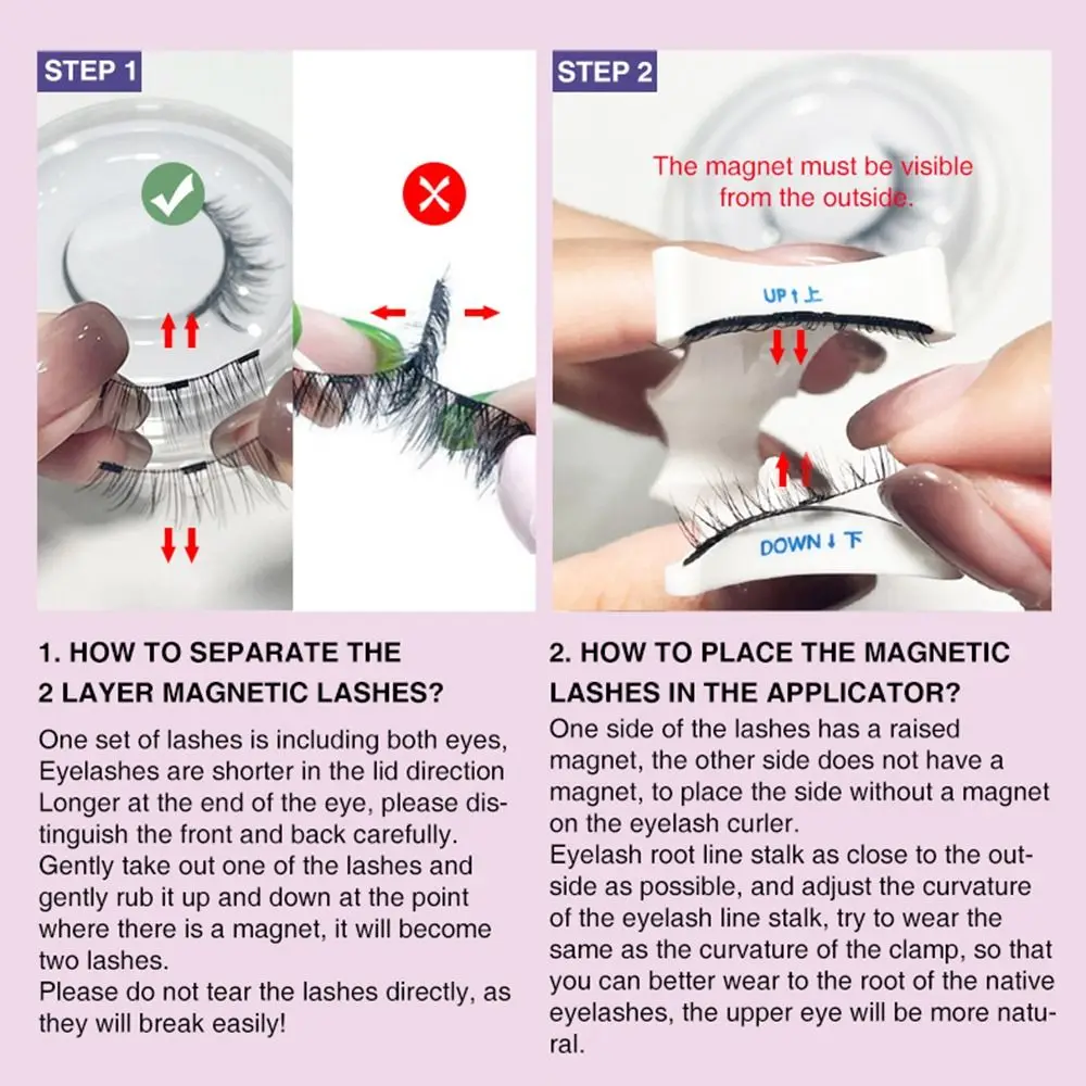 2 Paar 3d Natuurlijke Look Magnetische Wimpers Piekerige Lange Herbruikbare Wimpers Verlengset Dik Krullen Gemakkelijk Te Dragen