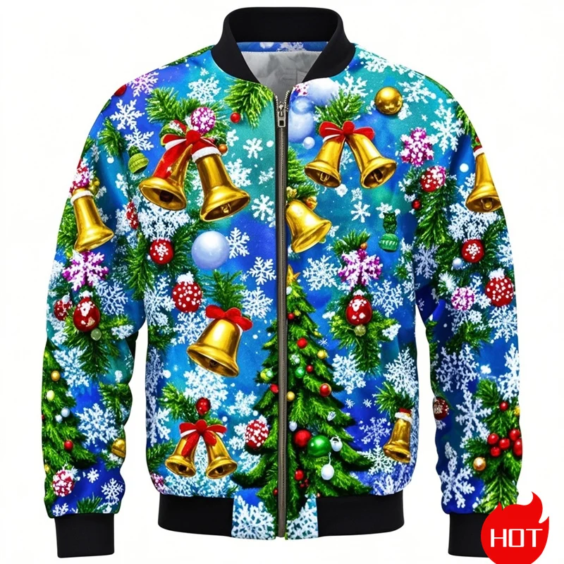 Autumn Fashion 3D Printing Merry Christmas Jacket Cute Santa Claus Xmas Graphic Jackets For Men Unisex Funny Streetwear Clothing