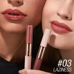 O.TWO.O 2 In 1 Double Head Lipstick Makeup Matte Velvet Lipstick 24HR Non-stick Cup Lip Gloss Tint Plumper Lasting Waterproof