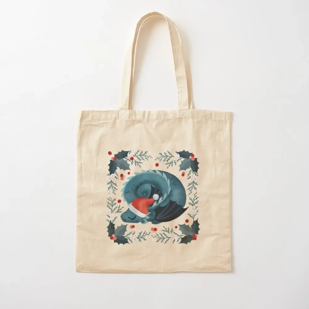 

Dragon fire dark blue Christmas snowflake Tote Bag Handbags shopping bag tote bag screen ecological bags