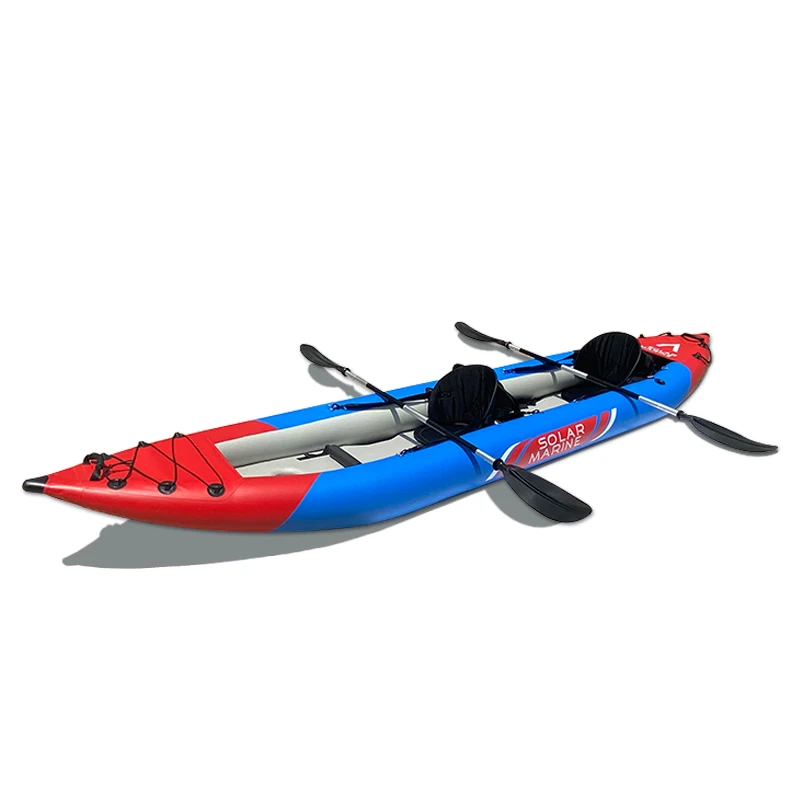 

Inflatable Fishing Kayak 2 Person Tandem With Air Mat Floor and 2 Aluminum Paddles Pump 13ft Angler Blow up Canoe