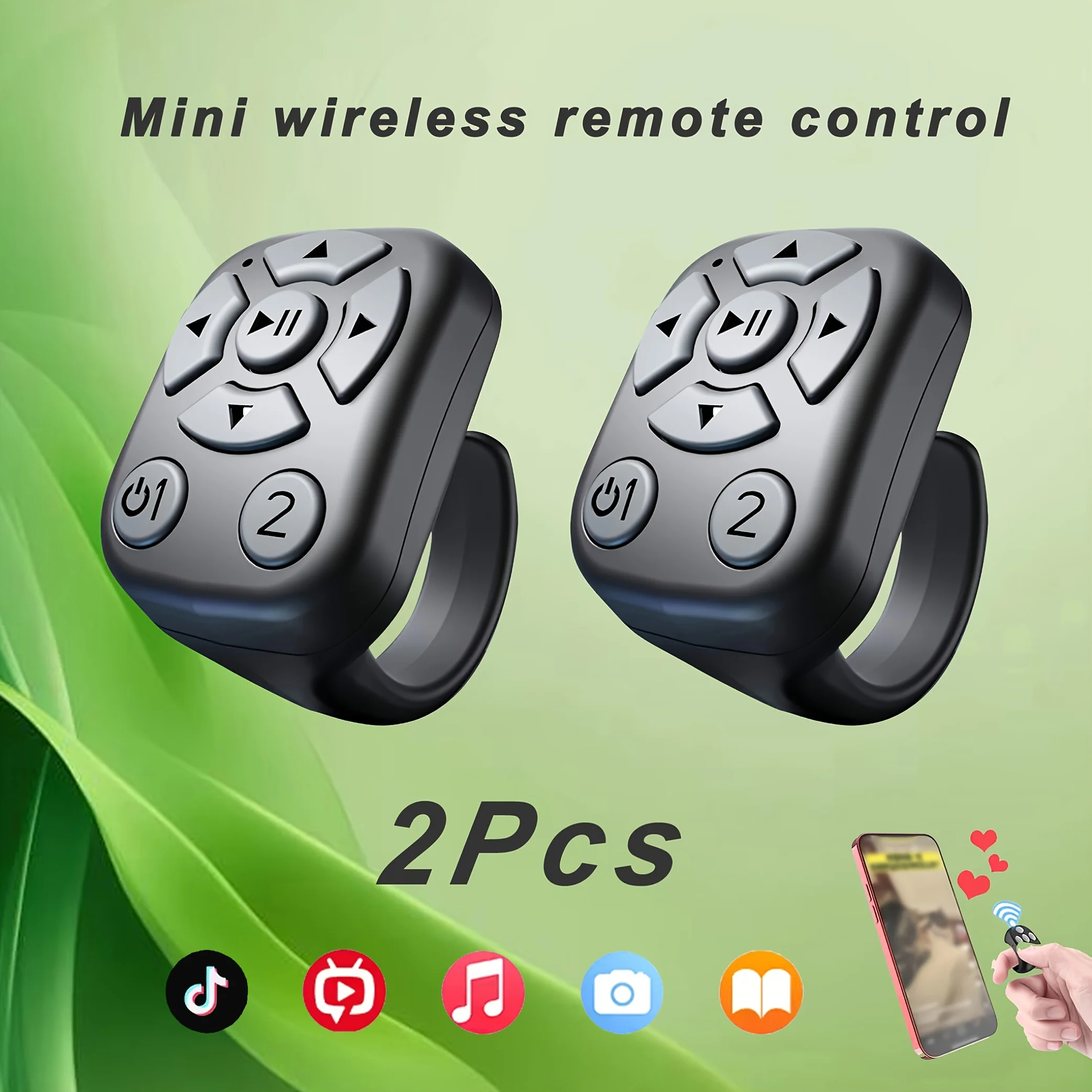 Bluetooth Scrolling Ring Remote Control for Phone, Wireless Page Turner Ring with Camera Shutter Function for E-book Video Brows