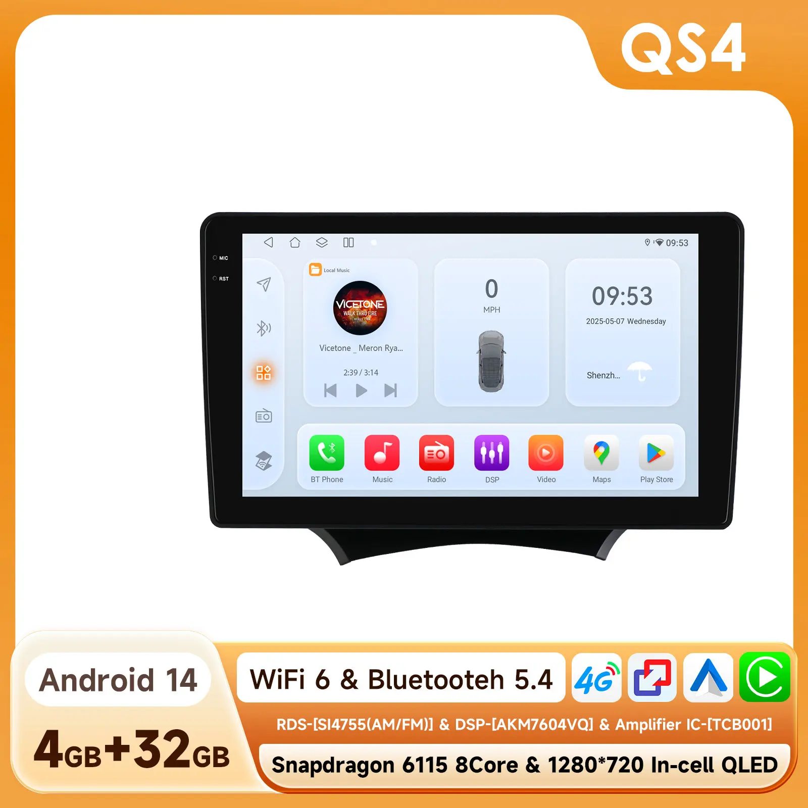 6115 Octa Core Android Auto multimedia videospeler voor Ford KA 2008 - 2014 Draadloze Carplay voor Apple 2DIN 360 Camera Autoradio GPS navigatie Stereo RDS DSP 4G Wifi BT Scherm