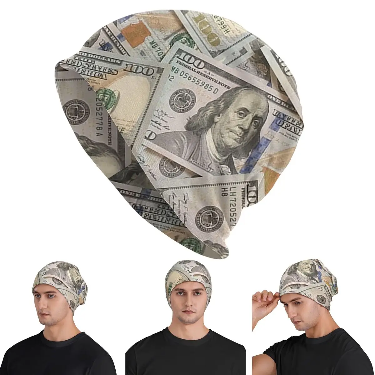 

Новые Hundred Dollar Bills Money Attraction Skullies Шапки Шапки Теплые осенне-зимние уличные шапки Вязаные шапки для взрослых