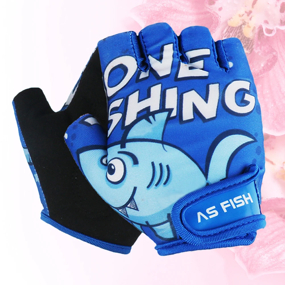 

1Pair Breathable Kids Half Finger Gloves Nonslip Shock Absorbing for Cycling Riding Outdoor Exercise Blue Shark Pattern Xs