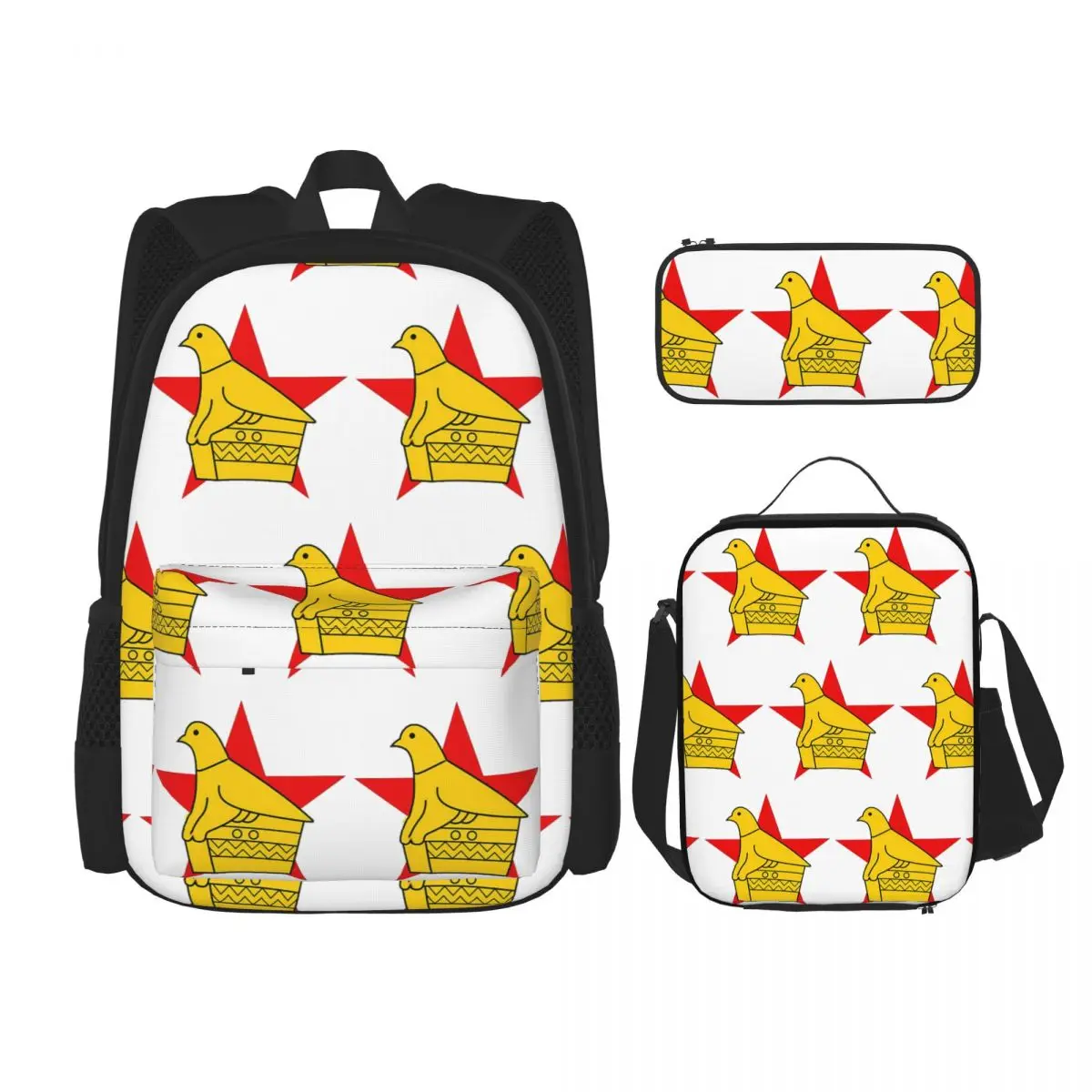 Zimbabwe Cricket Board Custom Sticker Backpacks Children Bookbag School Bags Rucksack Lunch Bag Pen Bag Three-Piece Set