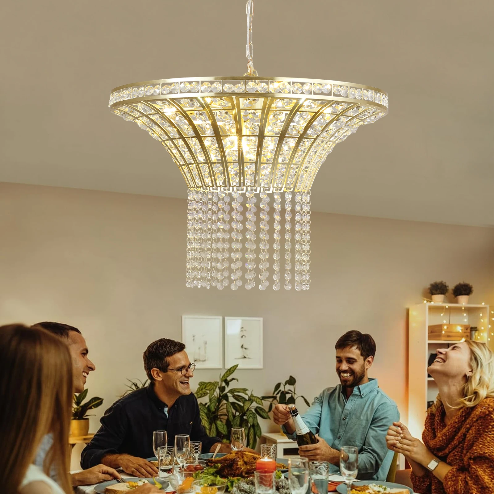 Good looking modern round tassel crystal lamp, ceiling lighting fixture for restaurant bar bedroom hallway decoration